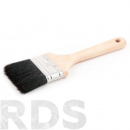 Кисть плоская, 2,0" (50 мм), натуральная чёрная щетина, деревянная ручка, "EcoRank" - фото